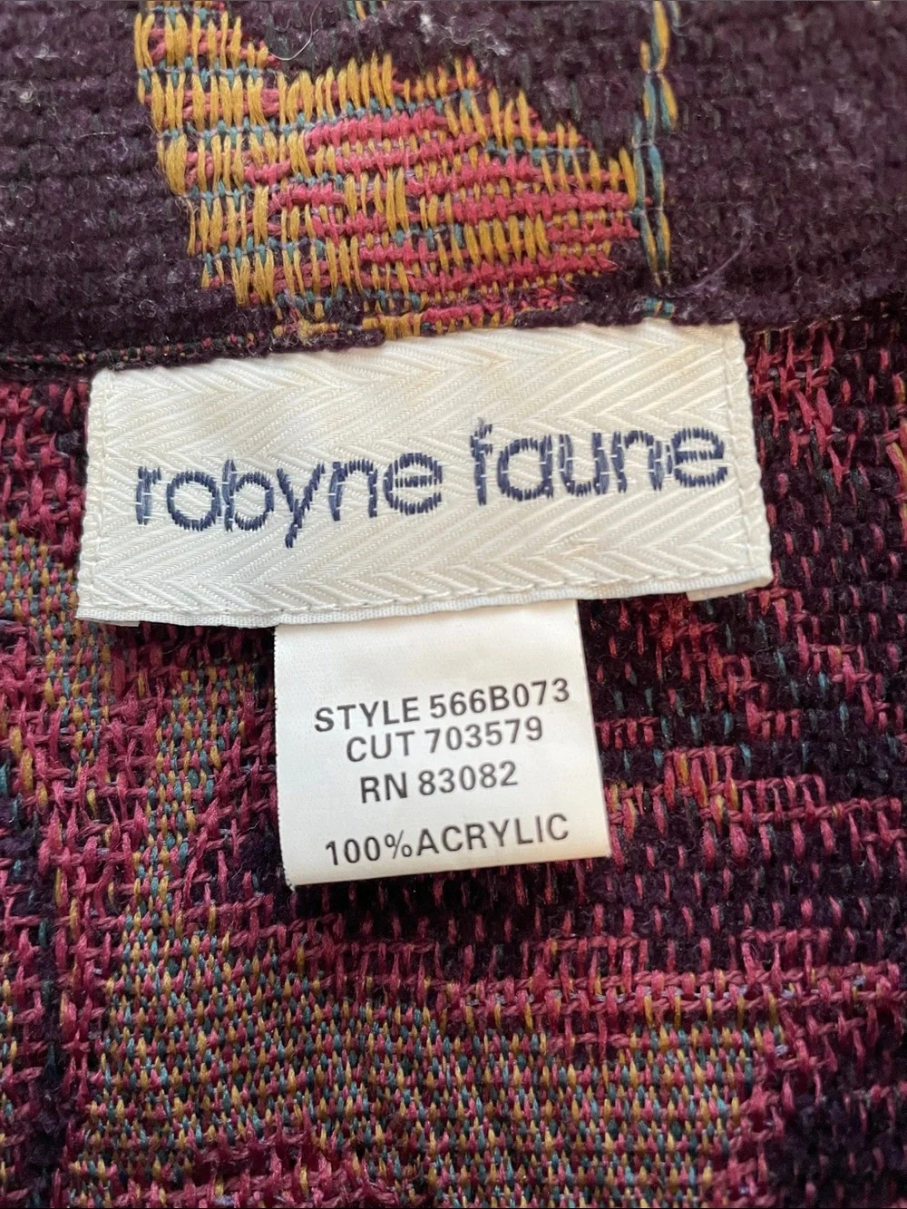 Vintage Robyne Faune Tapestry Jacket Purple Floral Leaf Brocade Knit Coat Sz XL